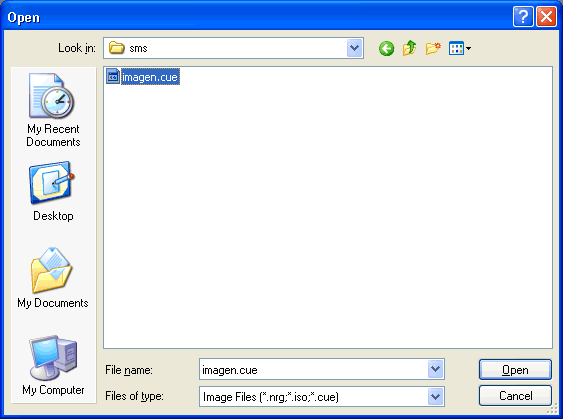 Burning the image, step 1.