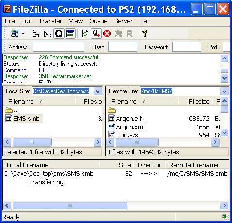 Screenshot of SMS.smb upload via FTP